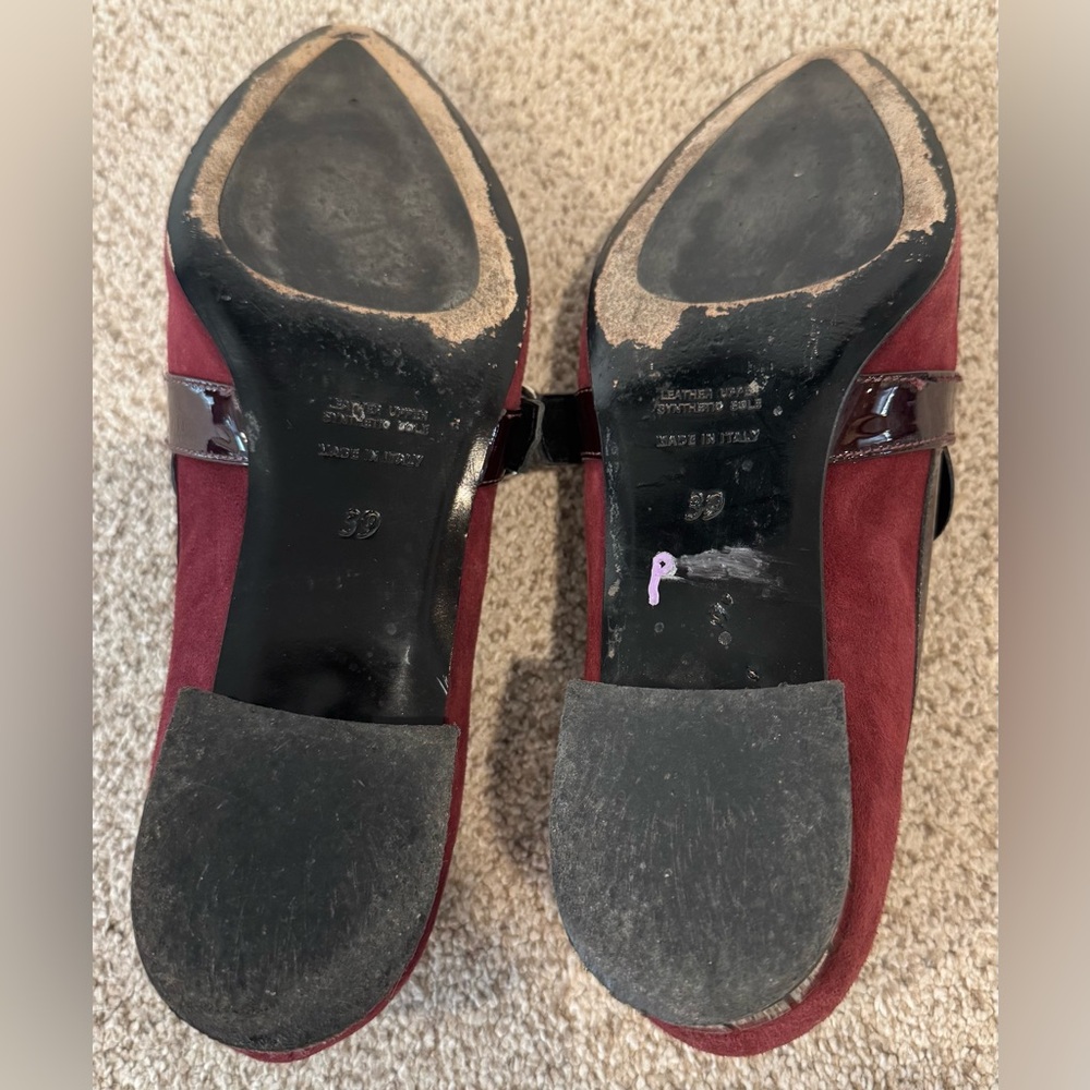 Napoleoni Italian Maroon Leather Studded Fringe Kiltie Buckle Loafer Flat 8/8.5 - Picture 9 of 10